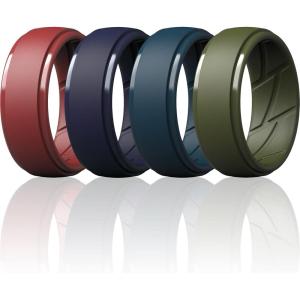 imageThunderFit Mens Silicone Rings 10mm Wide 25mm Thick Rubber Bands Breathable Variety Multipack 110Pack ZG Midnight Blue  Olive Green  Chili Red  Navy Blue