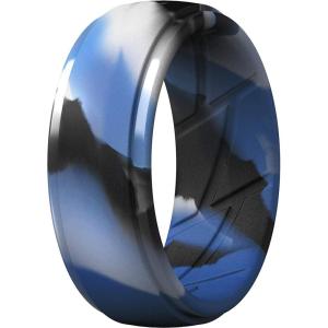 imageThunderFit Mens Silicone Rings 10mm Wide 25mm Thick Rubber Bands Breathable Variety Multipack 110Pack ZM Blue Camo