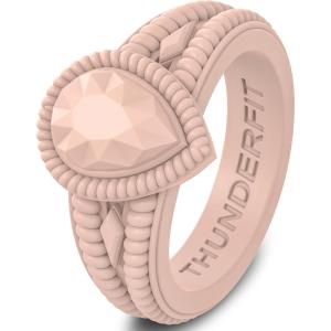 imageThunderFit Silicone Rings for Women Pear Rubber Engagement Wedding Bands 135mm Wide 55mm Thick  123 Variety MultipackPack J Starlight