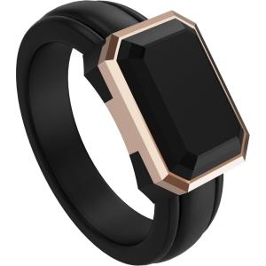 imageThunderFit Trinity Stone Silicone Rings for Her  Faux Gemstone Rubber Wedding Engagement Bands for Womens Variety Multipacks 13Pack D Black Silicone  Rose Gold Metal