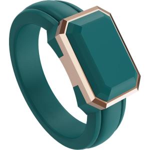 imageThunderFit Trinity Stone Silicone Rings for Her  Faux Gemstone Rubber Wedding Engagement Bands for Womens Variety Multipacks 13Pack H Dark Teal B Silicone  Rose Gold Metal