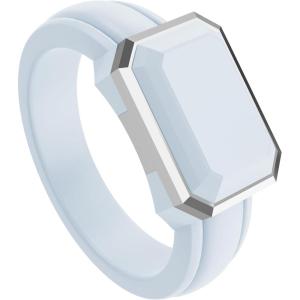 imageThunderFit Trinity Stone Silicone Rings for Her  Faux Gemstone Rubber Wedding Engagement Bands for Womens Variety Multipacks 13Pack Q Nantucket BreeZF Silicone  White Gold Metal