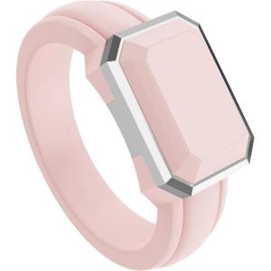 imageThunderFit Trinity Stone Silicone Rings for Her  Faux Gemstone Rubber Wedding Engagement Bands for Womens Variety Multipacks 13Pack ZF Sepia Rose SIlicone  White Gold Metal