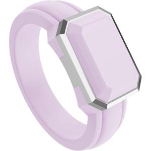 imageThunderFit Trinity Stone Silicone Rings for Her  Faux Gemstone Rubber Wedding Engagement Bands for Womens Variety Multipacks 13Pack ZI Pastel Lilac Silicone  White Gold Metal