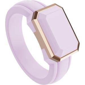 imageThunderFit Trinity Stone Silicone Rings for Her  Faux Gemstone Rubber Wedding Engagement Bands for Womens Variety Multipacks 13Pack ZJ Pastel Lilac Silicone  Rose Gold Metal