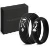 imageThunderFit Silicone Rings for Him and Her Wedding Bands for Couples with Crown and KingQueen Engraving 2Pack Couples Rubber Engagement Bands with Gift Box354 W  10511 M