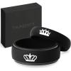 imageThunderFit Silicone Rings for Him and Her Wedding Bands for Couples with Crown and KingQueen Engraving 2Pack Couples Rubber Engagement Bands with Gift Box10511 W  9510 M