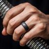imageThunderFit Silicone Wedding Rings for Men Rubber Engagement Bands 87mm Wide 25mm Thick  12345671216 Variety MultipackPack Q Charcoal Black  Metallic Grey  Dark Silver  Brass Grey