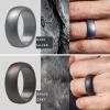 imageThunderFit Silicone Wedding Rings for Men Rubber Engagement Bands 87mm Wide 25mm Thick  12345671216 Variety MultipackPack Q Charcoal Black  Metallic Grey  Dark Silver  Brass Grey