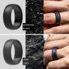imageThunderFit Silicone Wedding Rings for Men Rubber Engagement Bands 87mm Wide 25mm Thick  12345671216 Variety MultipackPack S Charcoal Black  Iron Grey  Grey Silver  Grey Camo