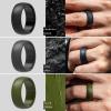 imageThunderFit Silicone Wedding Rings for Men Rubber Engagement Bands 87mm Wide 25mm Thick  12345671216 Variety MultipackPack T Charcoal Black  Iron Grey  Olive Green