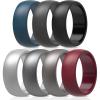 imageThunderFit Silicone Wedding Rings for Men Rubber Engagement Bands 87mm Wide 25mm Thick  12345671216 Variety MultipackPack F Charcoal Black  Iron Grey  Midnight Blue  Chili Red  Metallic Grey  Metallic Platinum  Grey Silver