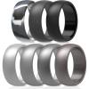 imageThunderFit Silicone Wedding Rings for Men Rubber Engagement Bands 87mm Wide 25mm Thick  12345671216 Variety MultipackPack H Charcoal Black  Iron Grey  Grey Camo  Grey Silver  Metallic Grey  Dark Silver  Metallic Platinum