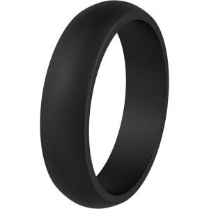 imageThunderFit Silicone Wedding Bands for Women Dome Unique Anniversary Rings 55mm Wide 2mm Thick  1234567812 Variety MultipackPack A Black