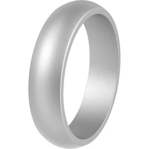 imageThunderFit Silicone Wedding Bands for Women Dome Unique Anniversary Rings 55mm Wide 2mm Thick  1234567812 Variety MultipackPack W Silver