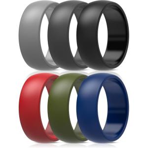 imageThunderFit Silicone Wedding Rings for Men Rubber Engagement Bands 87mm Wide 25mm Thick  12345671216 Variety MultipackPack K Charcoal Black  Concrete Grey  Smokey Grey  Chili Red  Midnight Blue  Olive Green