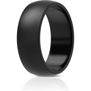 imageThunderFit Silicone Wedding Rings for Men Rubber Engagement Bands 87mm Wide 25mm Thick  12345671216 Variety MultipackPack V Black