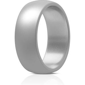 imageThunderFit Silicone Wedding Rings for Men Rubber Engagement Bands 87mm Wide 25mm Thick  12345671216 Variety MultipackPack X Silver