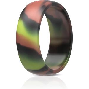 imageThunderFit Silicone Wedding Rings for Men Rubber Engagement Bands 87mm Wide 25mm Thick  12345671216 Variety MultipackPack Z Camo